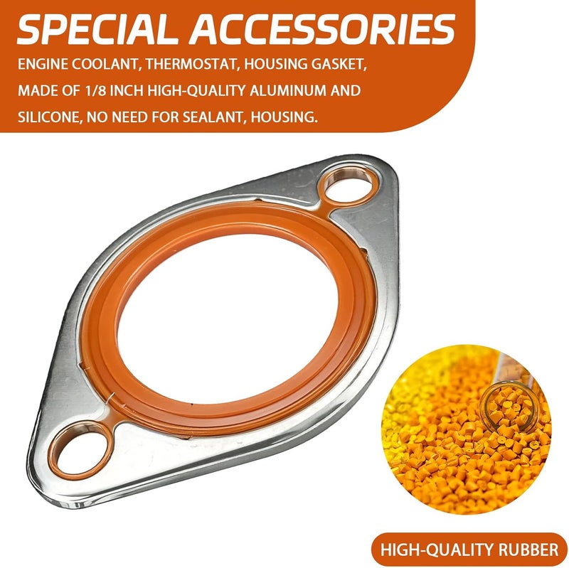 SWQS Thermostat Water Neck Housing Gasket - 1/8" Aluminum Carrier with Molded Silicone Insert, Reusable Thermostat Housing Seal Replacement for Chevy SBC BBC 265-500 Engines Water Pump Gasket(Orange) - Image 4